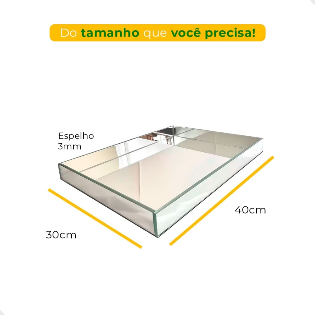 BANDEJA ESPELHADA RETANGULAR 30X20 OU 30X40