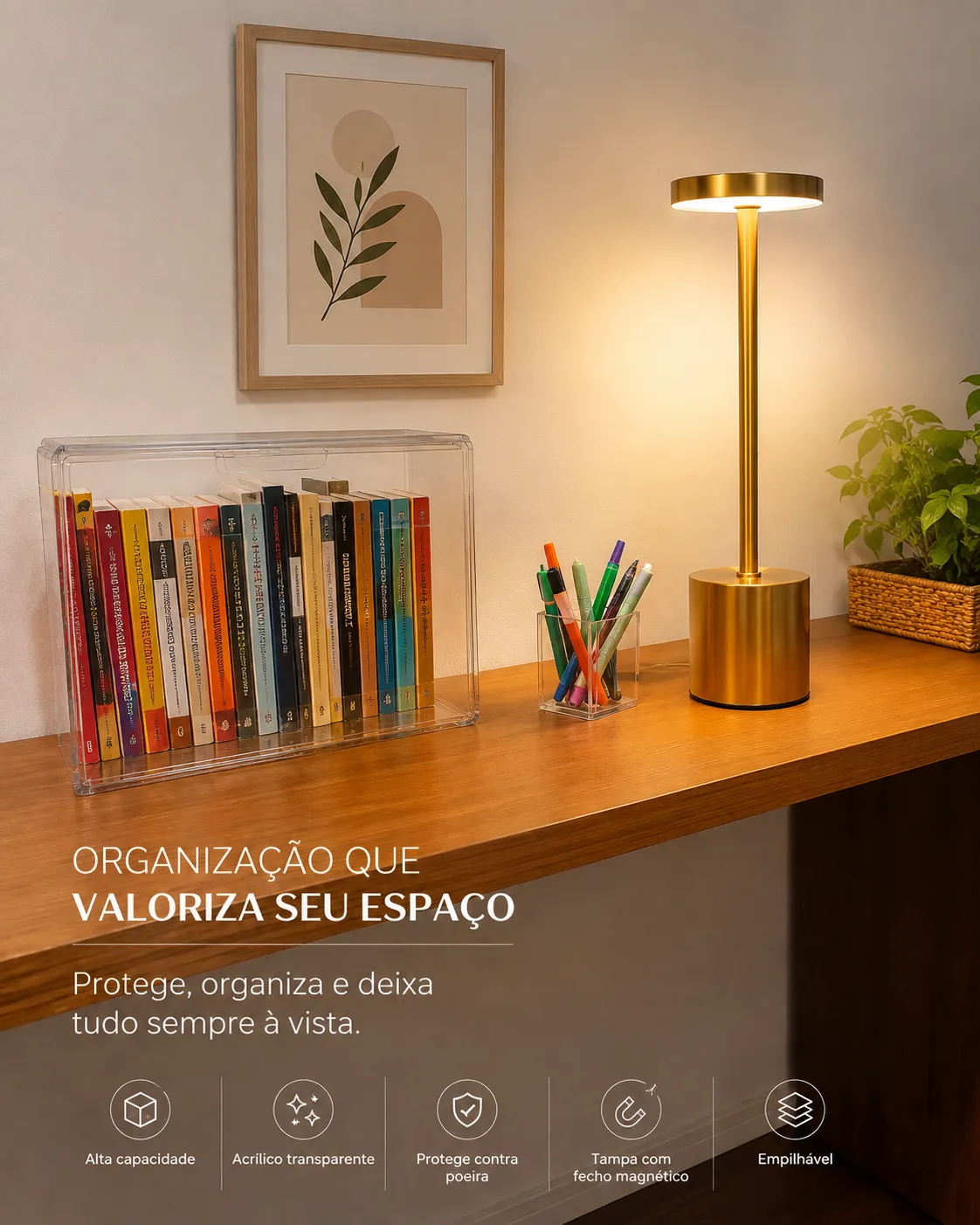 CAIXA ORGANIZADORA PARA LIVROS EM ACRÍLICO